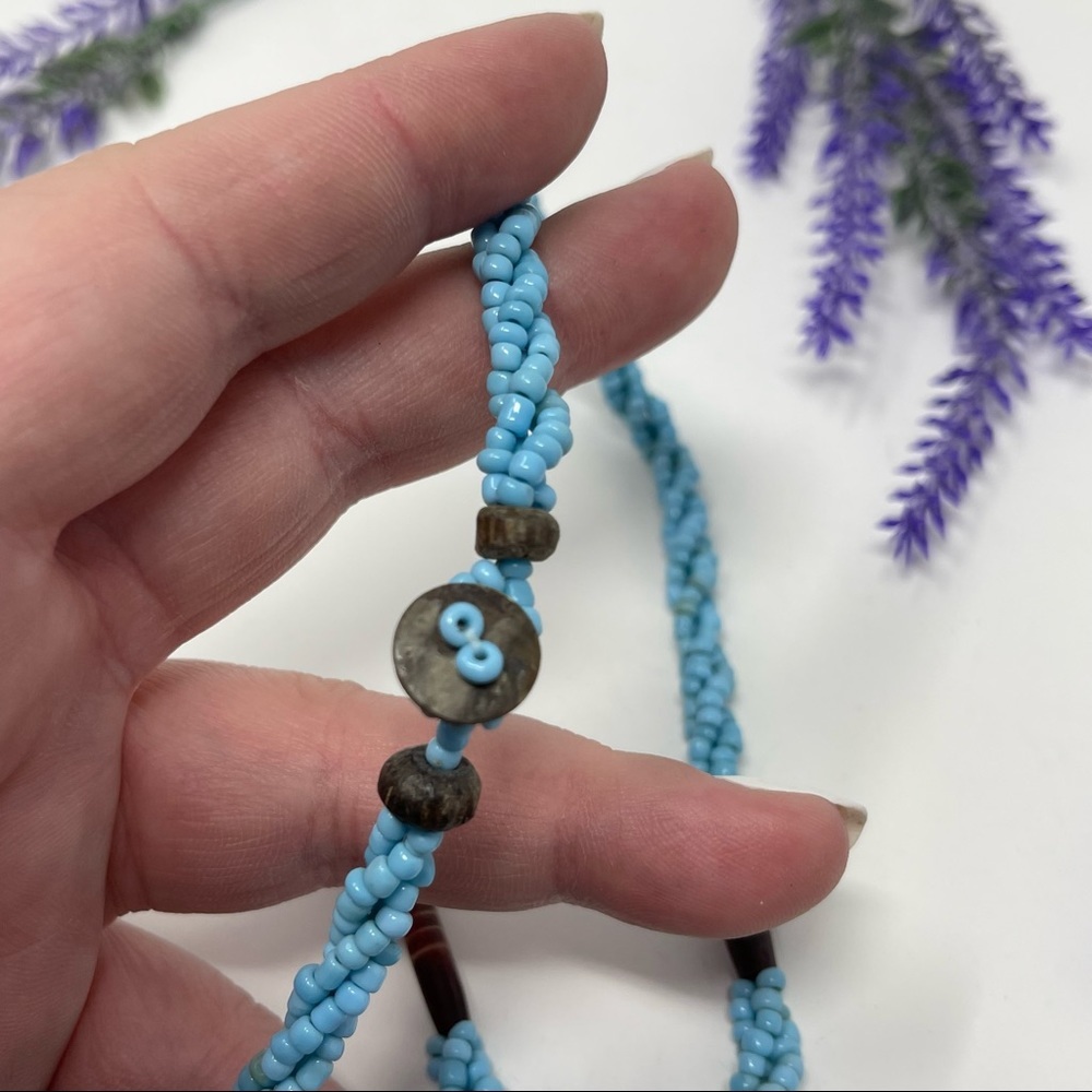 Vintage Beachy Clustered Seed Bead Shell Pendant … - image 2